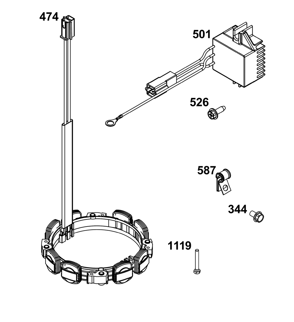 Alternator Group Diagram and Parts List for 541477-0136-J1 400000 - 699999 Briggs and Stratton Engine